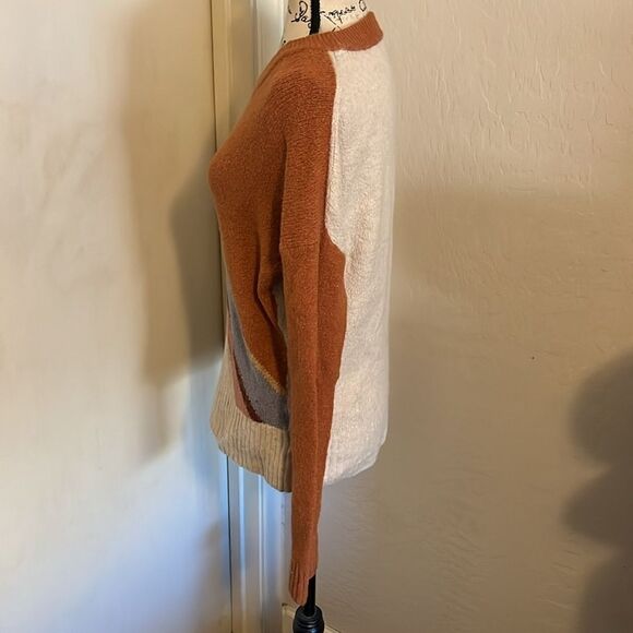 Madewell Brown Stripe Multi Color Pullover Sweater Casual Boho Modern - Picture 3 of 9